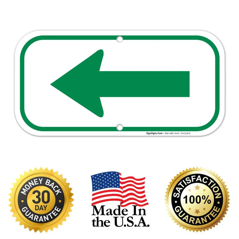 Sigo Signs Left Side Green Arrow Sign, - 6x12