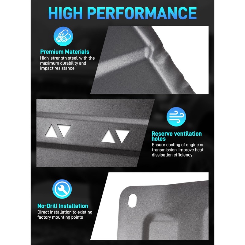 Transmission Skid Plate Compatible with 2015-2022 Ford F150 4WD 2.7L