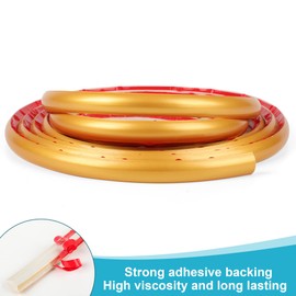 Fubeasi Flexible Quarter Round Molding Self Adhesive, 16.5 Feet Waterproof Molding Trim for Wall Edge, Ceilings Edge, Cabinet Edge, Countertops (Gold)