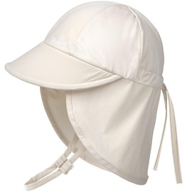 OLIKER Baby Sun Hat with Breathable Mesh, UPF 50+ Quick Drying Unisex Baby Toddler Sun Hat for Summer Beach Swim (0-6M Apricot)