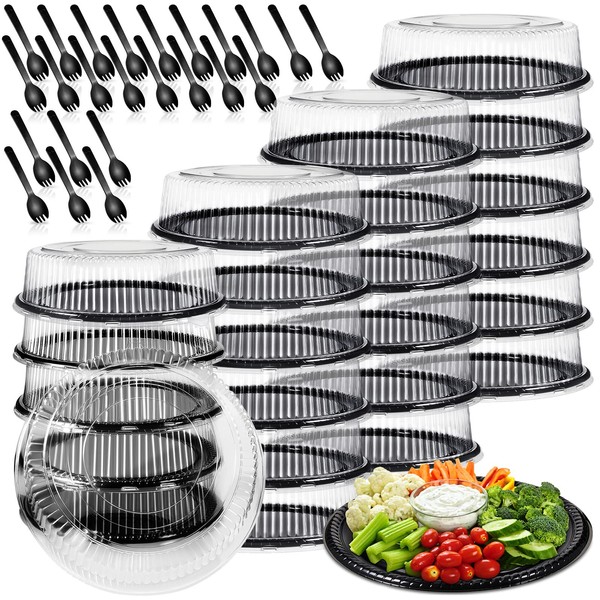 24 Pack 12 Inch Heavy Duty Serving Tray with Clear