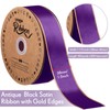 Lyrow 100 Yards Purple Satin Ribbon with Gold Edges 1.5