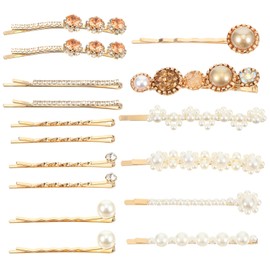 16 Pcs Hair Clips Women Gold Bobby Pins Decorative Pearl
