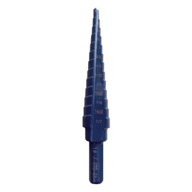 HSS M2 Step Drill Bit #1 with 13 Steps of 1/8 in-1/2 in,3 Flat Shank Black Oxided