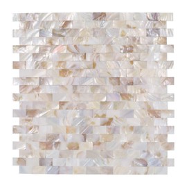 5 - Sheet Pearl Shells Tile Peel and Stick Backsplash, Self Adhesive Wall Tile for Kitchen, Bathroom, Bedroom (11.8"X11.8", Nature)