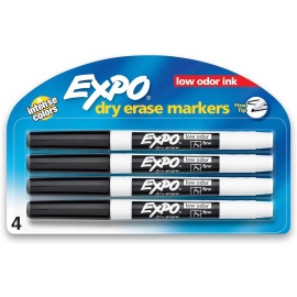 Expo Black Dry Erase Markers Pack Of 4 Fine Tip Low Odor Ideal For Home Office