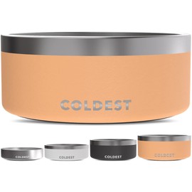Coldest Dog Bowl - Anti Rust Metal & Non Slip Dog Bowls Large, Spill Proof Heavy Duty 3 Layers Insulated Dog Bowl - Food and Water Bowl for Dogs, Cats & Pets, Dishwasher Safe (100 oz, Sahara Peach)