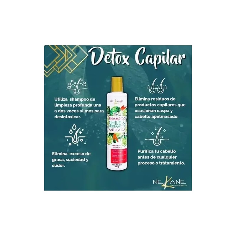 Shampoo Nekane De Chile Y Bergamota Anti Caida Cabello 300
