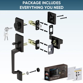 TICONN Front Door Handle Set, Heavy Duty Square Door Lever & Single Cylinder Deadbolt Combo Reversible for Entrance Exterior Doors (Oil Rubbed Bronze)