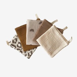 Minifolk set of 5 Washcloths/Mini Muslins | 100% Cotton | 22x22cm | Earth Set