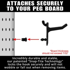Greenleaf Industries PegPro® 1" Hooks Kit for Standard “Wood Fiber” pegboard – Durable Plastic Pegboard Hooks - for Garage, Kitchen, Craft Room, and More (1" Hook - 24 Pack, Black)