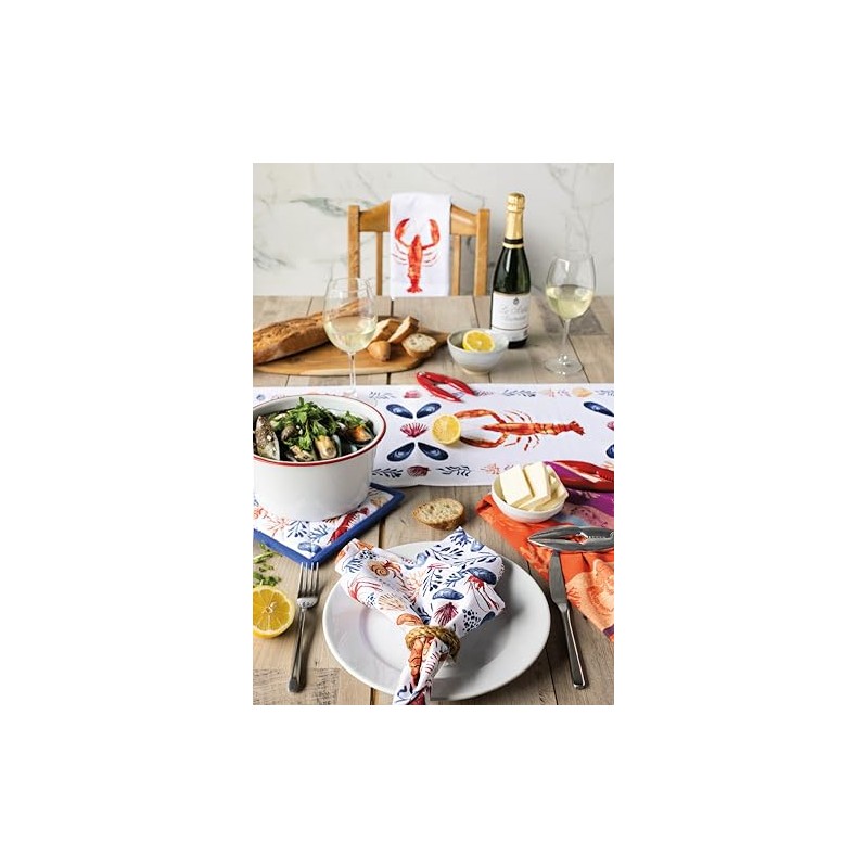 Now Designs Daily Catch Lobster 100% Cotton Table Runner, L72