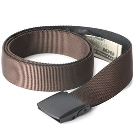 Travel Security Money Belt with Hidden Money Pocket - Cashsafe Anti-Theft Wallet Unisex Nickel free Nylon Belt by JASGOOD B-coffee