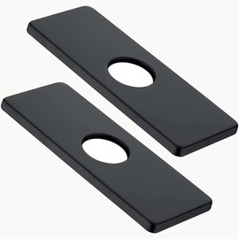 GZJoSum 6 Inch Sink Hole Cover Deck Plate, Faucet Hole Cover Plate for 1-3 Hole Bathroom Mixer Tap, Rectangle Stainless Steel Kitchen Escutcheon Plate (Matte Black)(2PCS)