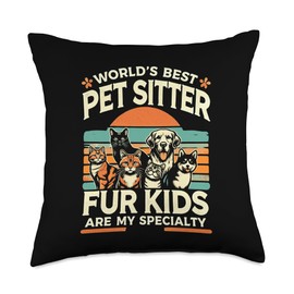 Best Pet Sitting Award Doggie Daycare Pet Owner Throw Pillow