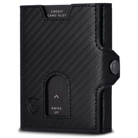 VON HEESEN Slim Wallet with RFID Protection, for Men and Women, Mini Purse, Credit Card Case, Small Wallet, Black carbon