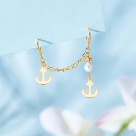 UNICRAFTALE Pack of 60 18 K Gold-Plated Anchor Pendants, Stainless Steel Nautical Pendants, Golden Anchor, Ship Sign, Naval Voyager Pendant, Metal Sailor Pendant, 12 mm Long, for DIY Jewellery Making,