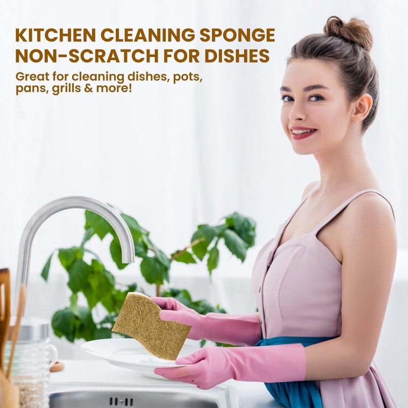 Natural Kitchen Sponge –24-Pack Biodegradable Sponges for Dishes –Compostable Dish