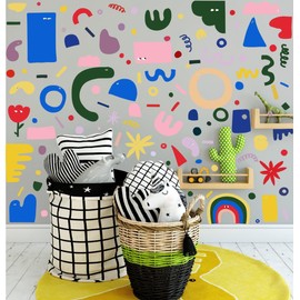 MXAEUK Abstract Shapes Wall Decal,Colorful Irregular Polka Dot Vinyl Wall Stickers, Removable Modern Geometric Artwork for Classroom Playroom Bedroom Decor