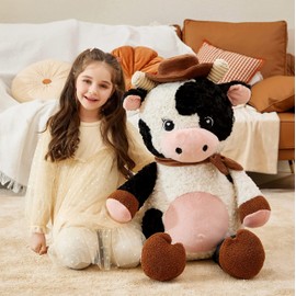 IKASA Giant Cow Stuffed Animal Plush Toy,30 Inches Large Big Jumbo Soft Toys, Huge Size Cute Fluffy Plushy Fat Oversized Plushie