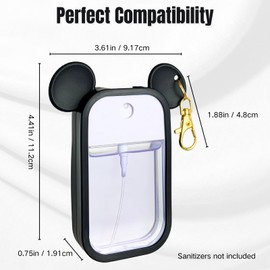 CKONXE Mouse Design Silicone Case Compatible with Touchland Hand Sanitizer Spray 1 fl oz, Silicone Protective Case Holder with Keychain for Power Mist and Glow Mist, Black