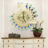 Iron Modern Wall Clock Large 3D Peacock Shape Non Ticking