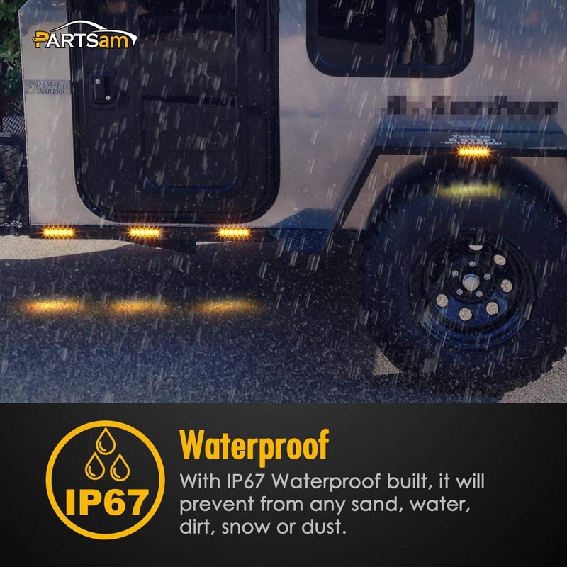Partsam 5Pcs 3.8" Thin Amber 6 LED Side Marker Clearance