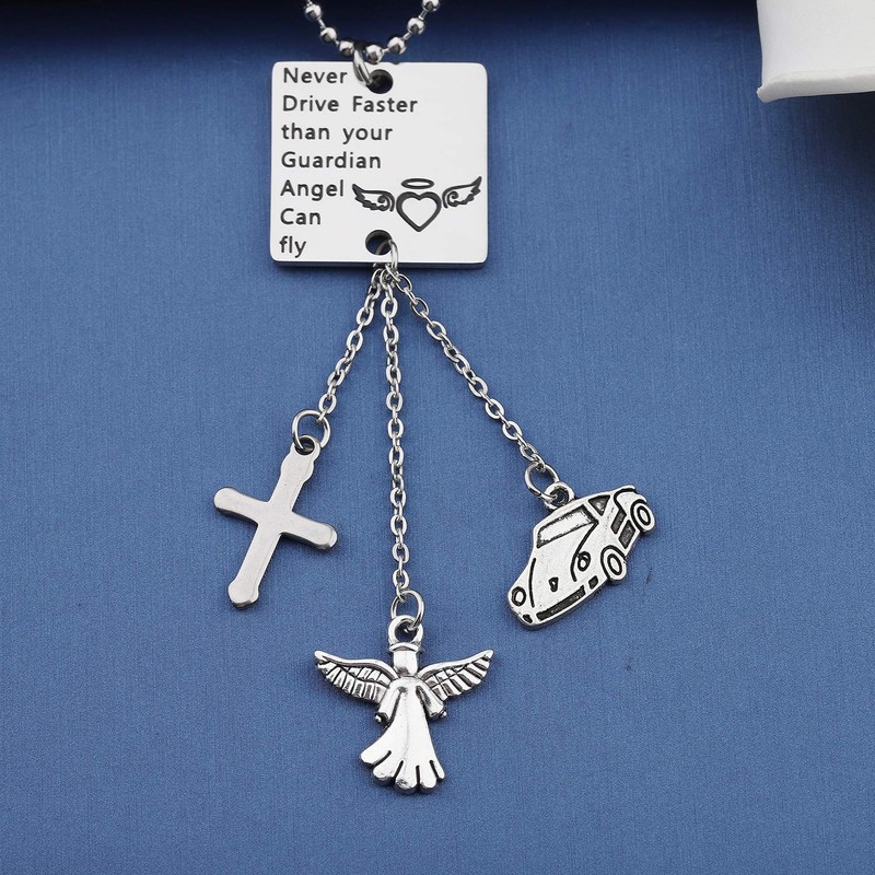 MYOSPARK Guardian Angel Car Charms for Rear View Mirror Never