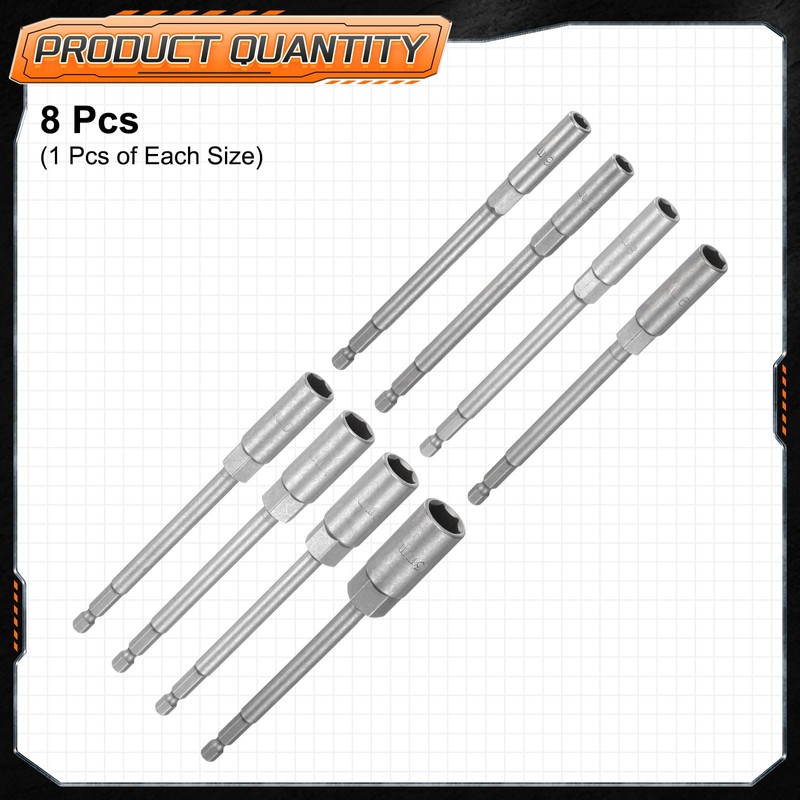 sourcing map 8pcs Nut Driver Drill Bit 6-13mm Metric Impact