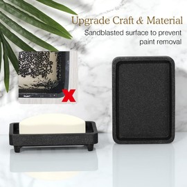 Luxspire Double Layer Removable Soap Dish, Elegant Resin Gravel Texture Soap Holder, Quick Drying Soap Box, Soap Dish Housing for Kitchen, Bathroom, Shower - Gravel Black
