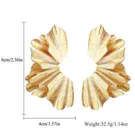 Gilieyer Flower Dangle Earrings, Silver Statement Geometric Earrings Large Gold Fashion Floral Elegant Jewelry for Women Girls (style2-gold) (GE1002503R)