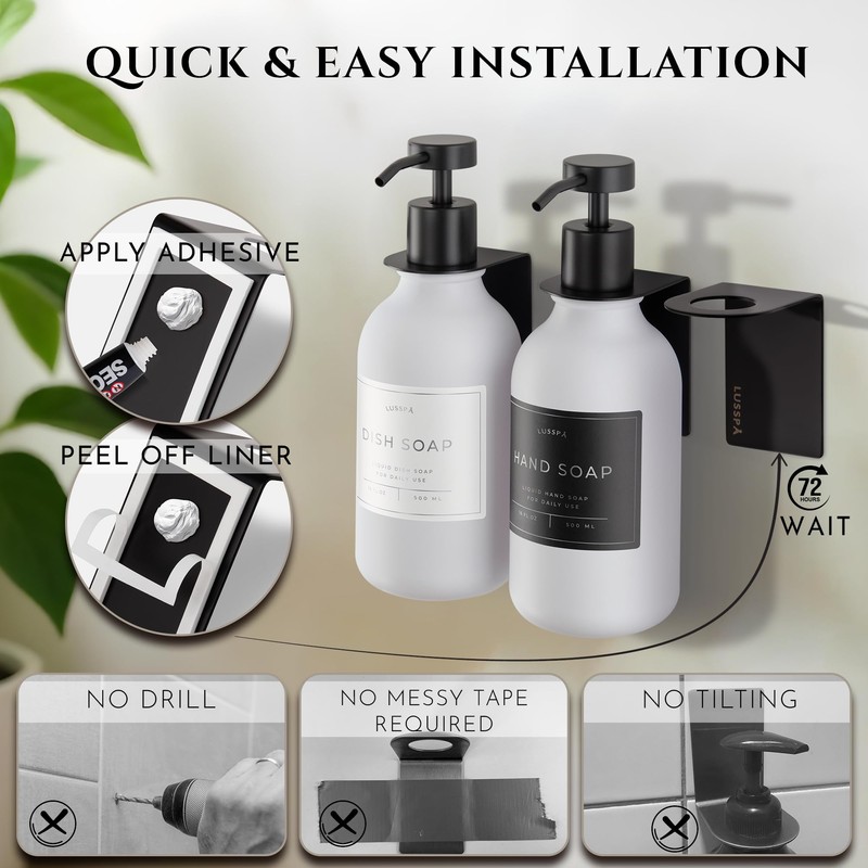 Shower Shampoo Dispenser Wall Mounted – 3 Refillable 16.9 oz