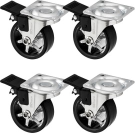 SOTECH Set of 4 Shift Design Castors Diameter 50 mm Black with Locking Function, Maximum Load 140 kg (35 kg per Furniture Castor), Height 64 mm