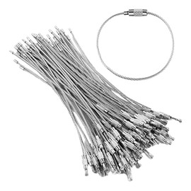 FUPUONE Stainless Steel Ring, Stainless Steel Chain, Key Chain, 100 Pieces (Width 0.6 x 5.9 inches (1.5 x 15 cm)