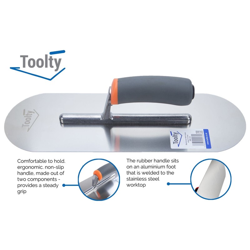 Toolty Heavy Duty Stainless Steel Pool Trowel - Concrete Finishing