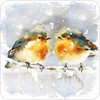 Christmas Coasters, Pack of 6 cork coasters - Robins. This