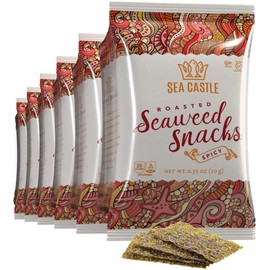 Sea Castle Roasted Spicy Seaweed Snack, .35 Oz. (6 Pack) Gluten Free, Made with Organic Seaweed, Keto Friendly, Kosher