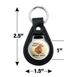 GRAPHICS & MORE Black Leather Guess What Wiener Dog Butt Dachshund Funny Keychain