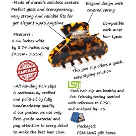 Big Hair Claw Clips Tortoise Shell Nonslip Large Claw Clip for Women,3.8 Inch Strong Hold Hair Jaw Clips Clamp for Thin Thick Hair, 2 Color Available(2 Pack)