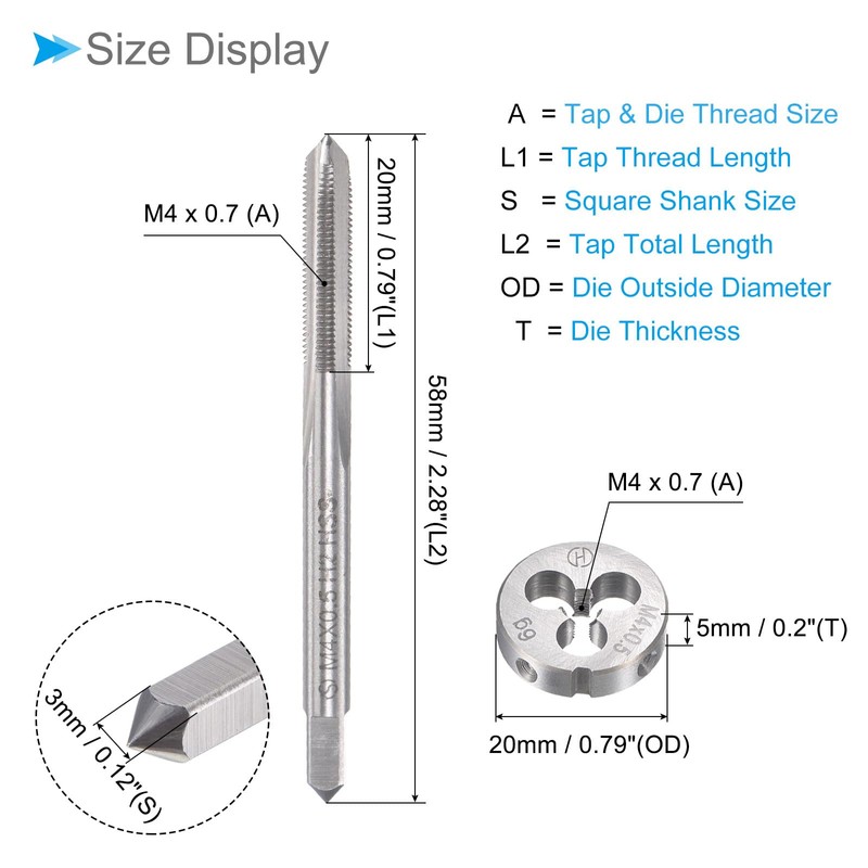 CoCud Tap and Die Set M4 x 0.5 Thread Metric