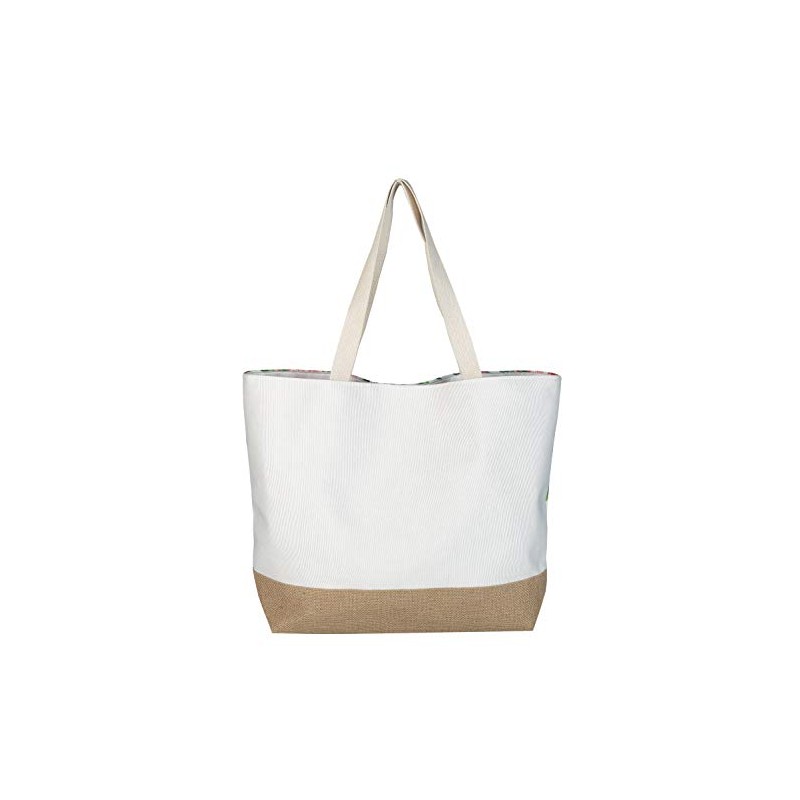 Idena 31018 Summer Time Canvas Beach Bag with Floral Pattern,