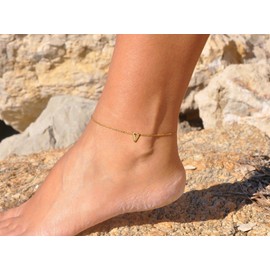 LEXODY Initial Ankle Bracelet for Women 18K Gold Plated Anklet Charm with A-Z Letter Dainty Beach Jewelry Gifts