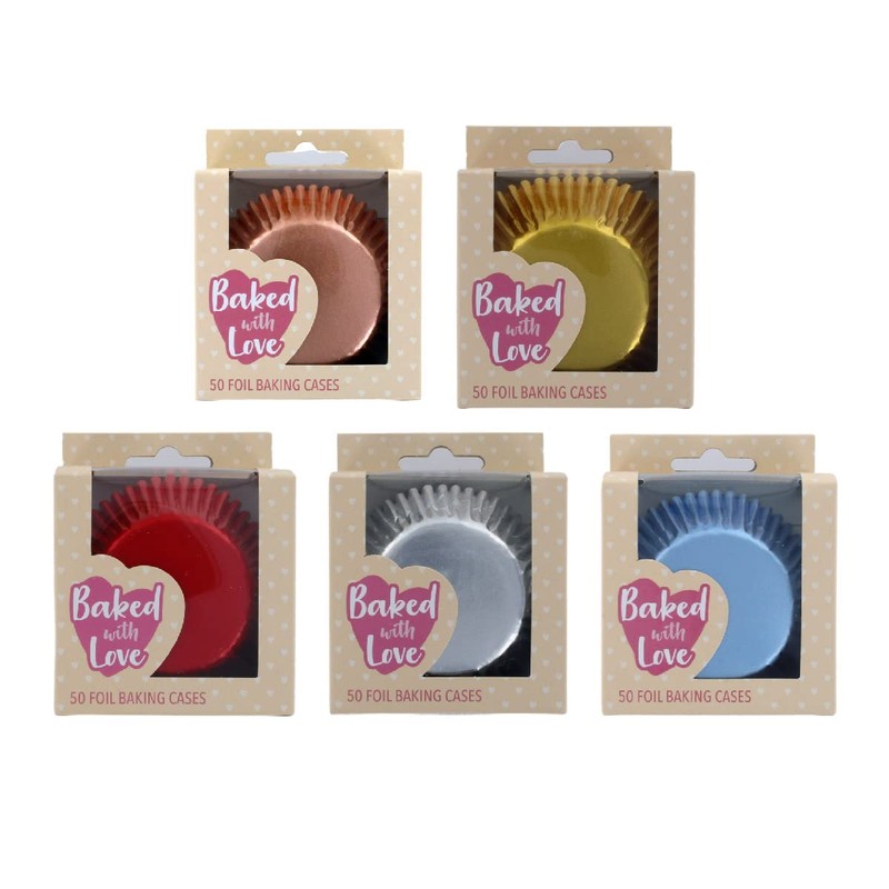 Baked with Love Pink Foil Baking Cases, Foil Baking Cups,