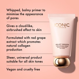 ICONIC LONDON Velvet Smooth Pore-Refining Primer |Whipped, Balmy Primer, Diffuses Pores, Cruelty-Free, Vegan Makeup, 1.01 Fl oz