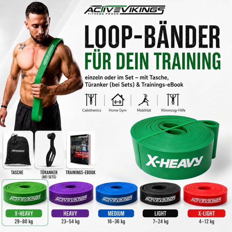 ActiveVikings® Pull-Up Fitness Bands Perfect for Muscle Building and Crossfit