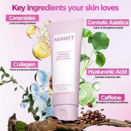NIAWIT Firming Smoothing Body Cream – Visible Lifting & Tightening for Belly, Thighs, Butt | Helps Reduce Cellulite & Sagging Skin, Body Sculpting Moisturizer for Daily Body Care Routine | 4.24 fl.oz