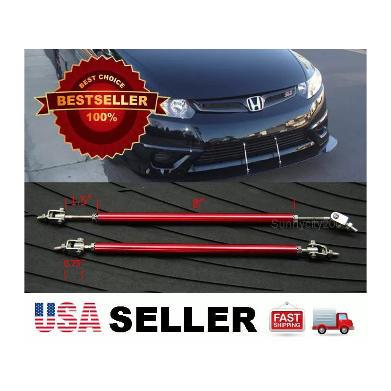 Sdeelcase Red 8-11" extension Rod Bumper Lip Diffuser splitter for