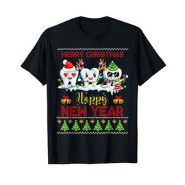 Dental Squad Ugly Sweater Merry Christmas New Year Tooth T-Shirt, black