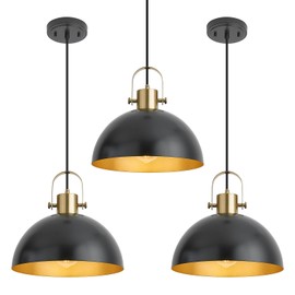 AURYNIX 12 Inch Farmhouse Pendant Lights, Black, 3 Pack