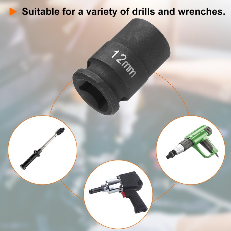 sourcing map 2pcs Deep Impact Socket 3/8" Square Drive by